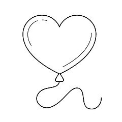 Image showing Heart balloon vector line icon.