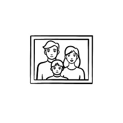 Image showing Family photo frame hand drawn sketch icon.