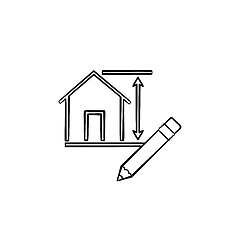 Image showing House design hand drawn sketch icon.