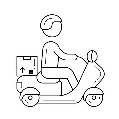 Image showing Delivery boy vector line icon.