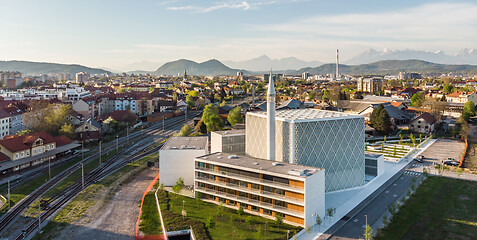 Image showing Modern archiecture of islamic religious cultural centre under construction in Ljubljana, Slovenia, Europe