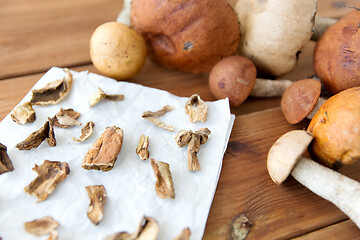 Image showing dried mushrooms on baking paper