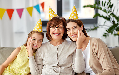 Image showing mother, daughter and grandmother at birthday party