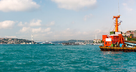 Image showing Ship in Istanbul at sunset