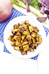 Image showing Eggplant fried on board top