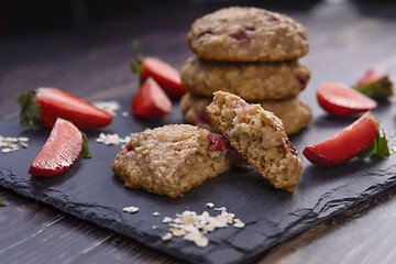 Image showing Homemade strawberry oatmeal cookies 