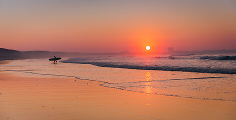 Image showing Surfer on the beach