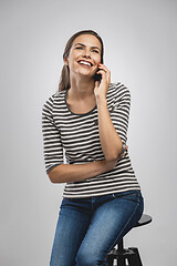 Image showing Beautiful woman talking on phone