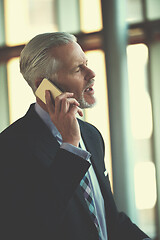 Image showing senior business man talk on mobile phone