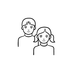 Image showing Girl and boy hand drawn sketch icon.