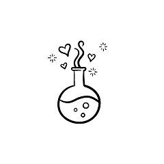 Image showing Flask with magic potion hand drawn sketch icon.