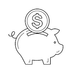 Image showing Piggy bank for money save vector line icon.