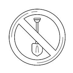 Image showing Digging forbidden sign vector line icon.