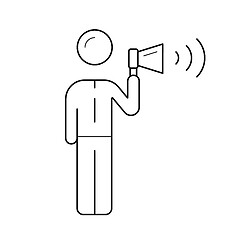 Image showing Businessman making noise with megaphone line icon.