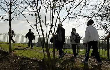 Image showing Walkers in the Park