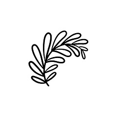 Image showing Leaves on branch hand drawn sketch icon.