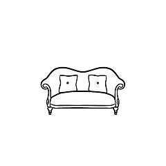 Image showing Sofa hand drawn sketch icon.