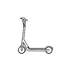 Image showing Kick scooter hand drawn sketch icon.