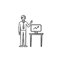 Image showing Teacher and infographic hand drawn sketch icon.