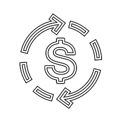 Image showing Dollar symbol vector line icon.