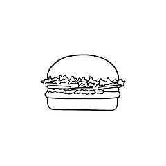 Image showing Burger hand drawn sketch icon.