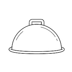 Image showing Cloche with platter for serve vector line icon.