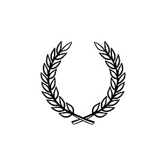 Image showing Laurel wreath hand drawn sketch icon.