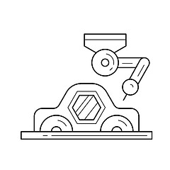 Image showing Car assembly with a robotic arm vector line icon.