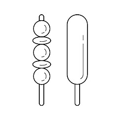Image showing Kebab and corn dog vector line icon.