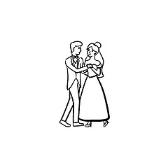 Image showing First wedding dance hand drawn sketch icon.