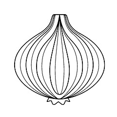 Image showing Onion bulb vector line icon.