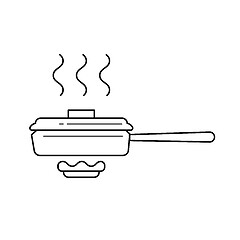 Image showing Frying pan vector line icon.