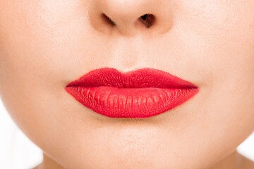 Image showing Sexy Red Lip. Close-up Beautiful lips