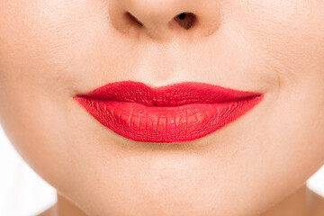 Image showing Sexy Red Lip. Close-up Beautiful lips