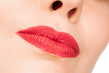 Image showing Sexy Red Lip. Close-up Beautiful lips