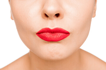 Image showing Sexy Red Lip. Close-up Beautiful lips