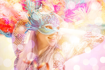 Image showing Beautiful young woman in carnival mask