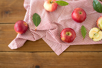 Image showing ripe red apples on wooden table