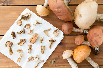 Image showing dried mushrooms on baking paper