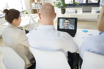 Image showing business team having video conference at office