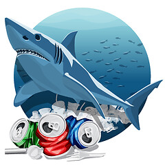 Image showing Environment Pollution Illustration And Shark