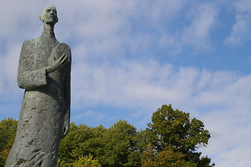 Image showing Statue of King Haakon VII in Oslo in Norway.