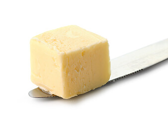 Image showing butter cube on knife