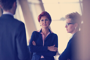 Image showing business people group on meeting at modern bright office