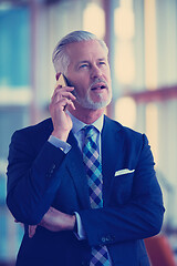 Image showing senior business man talk on mobile phone