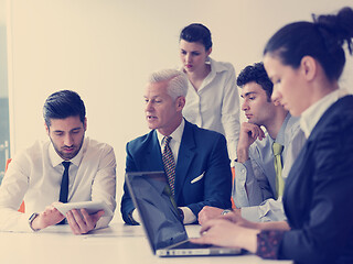 Image showing business people group on meeting at modern startup office