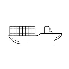 Image showing Cargo ship vector line icon.