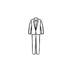 Image showing Wedding suit hand drawn sketch icon.