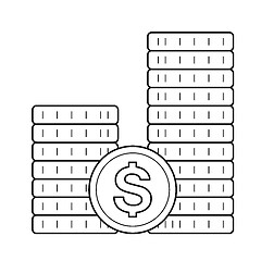 Image showing Stack of coins vector line icon.