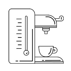 Image showing Coffee maker with cup vector line icon.